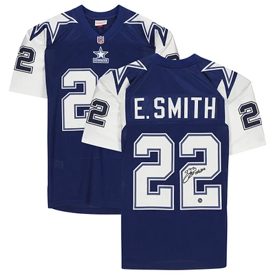 Emmitt Smith Dallas Cowboys Autographed Navy Mitchell & Ness Authentic 1995 Throwback Jersey with "HOF 2010" Inscription