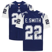Emmitt Smith Dallas Cowboys Autographed Navy Mitchell & Ness Authentic 1995 Throwback Jersey with "HOF 2010" Inscription