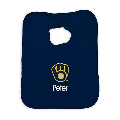 Infant Navy Milwaukee Brewers Personalized Bib