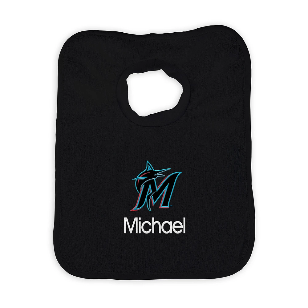 Infant Black Miami Marlins Personalized Bib