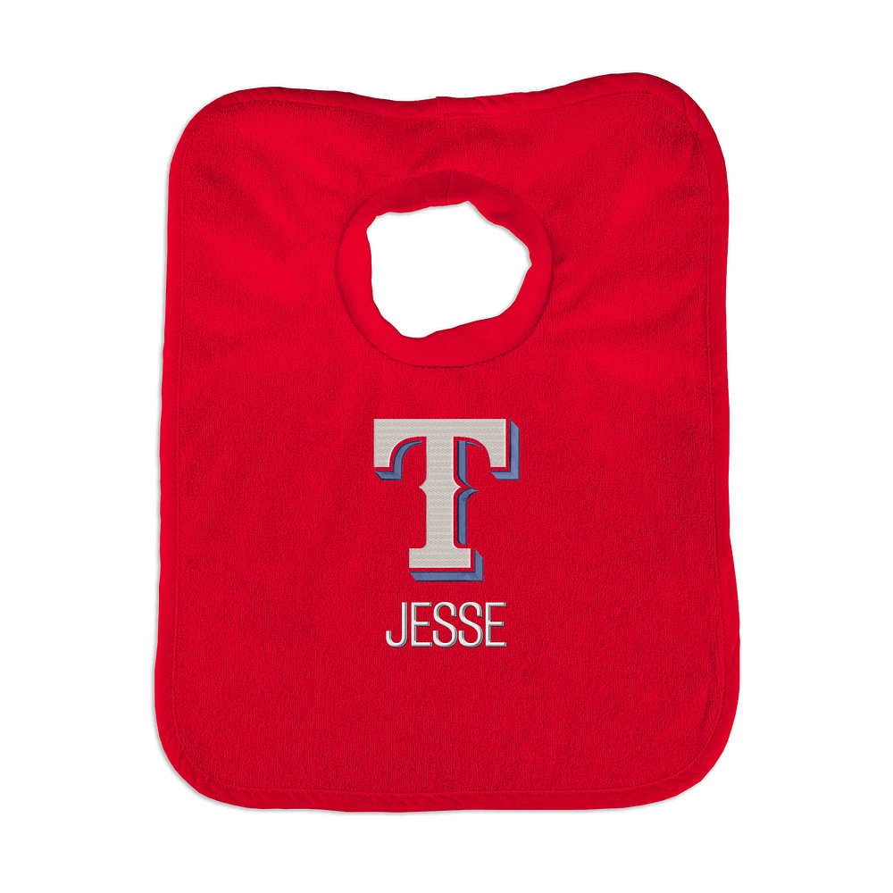 Infant Red Texas Rangers Personalized Bib
