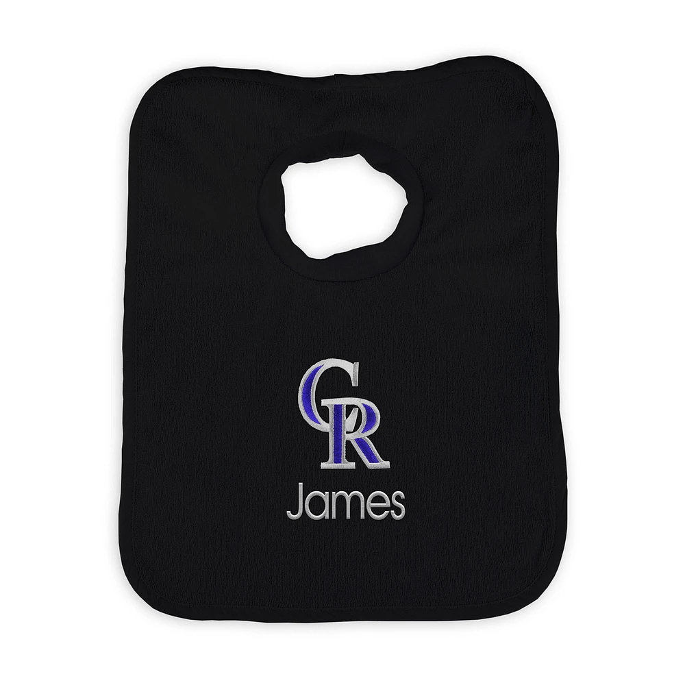 Infant Black Colorado Rockies Personalized Bib