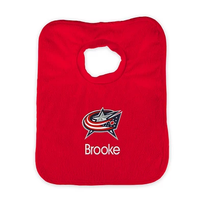 Infant Red Columbus Blue Jackets Personalized Bib