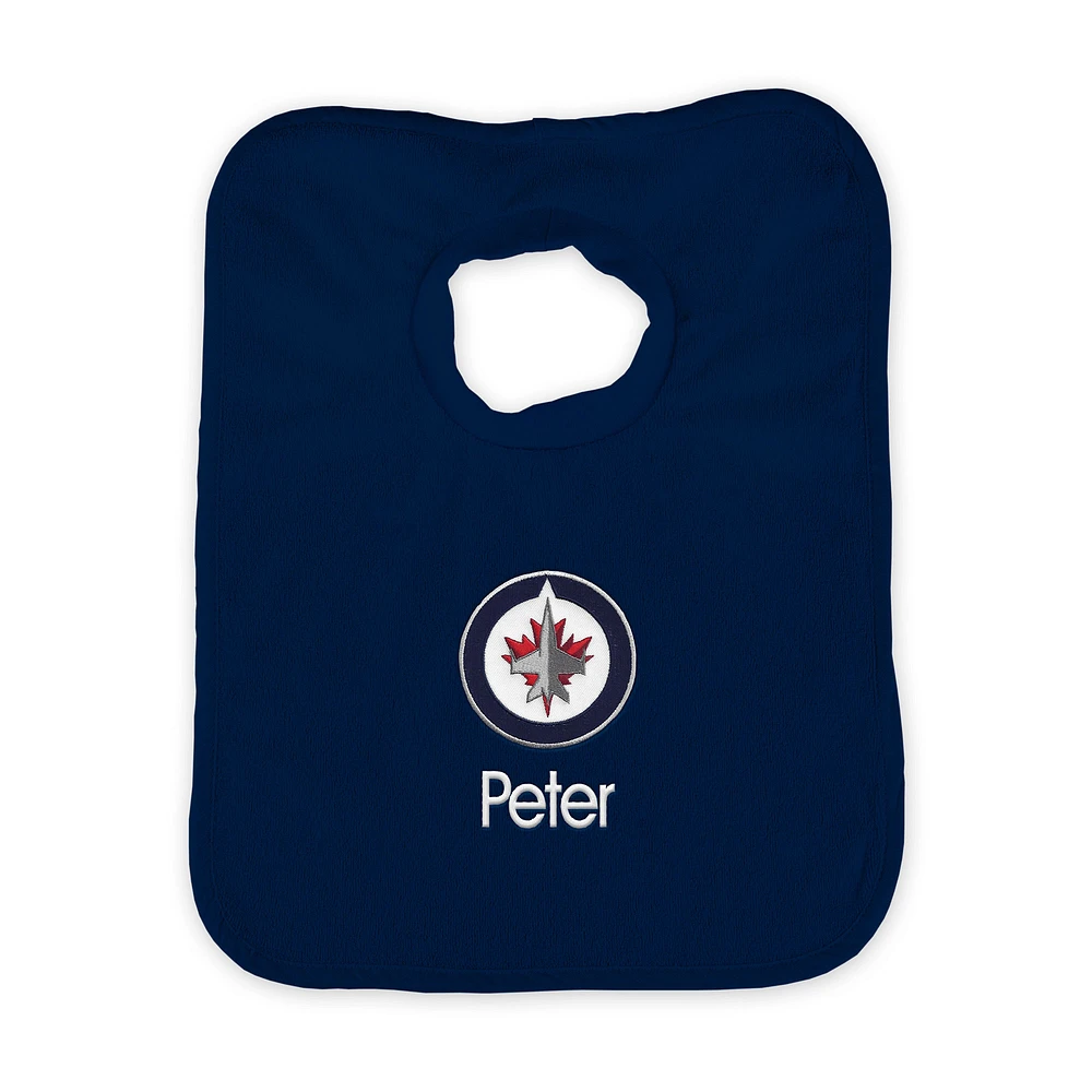 Infant Navy Winnipeg Jets Personalized Bib