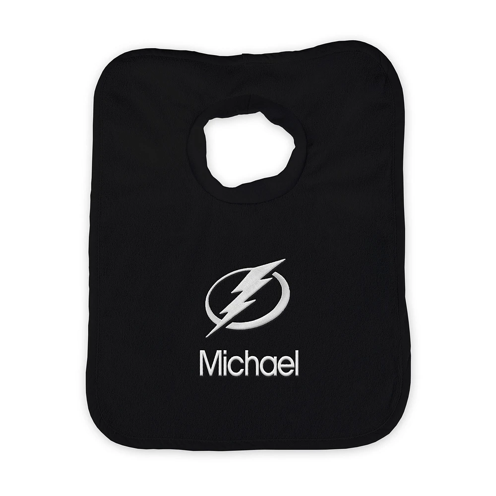 Infant Black Tampa Bay Lightning Personalized Bib