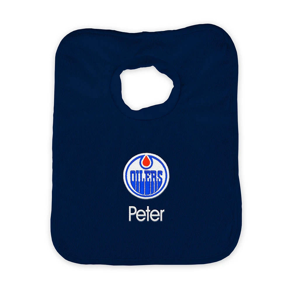 Infant Navy Edmonton Oilers Personalized Bib