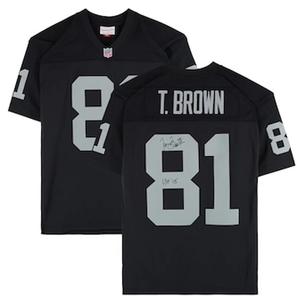 Tim Brown Las Vegas Raiders Autographed Black Mitchell & Ness Replica Jersey with "HOF 2015" Inscription