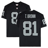 Tim Brown Las Vegas Raiders Autographed Black Mitchell & Ness Replica Jersey with "HOF 2015" Inscription