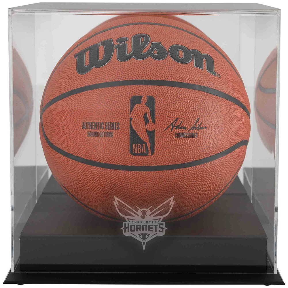Charlotte Hornets Blackbase Team Logo Basketball Display Case with Mirrored Back