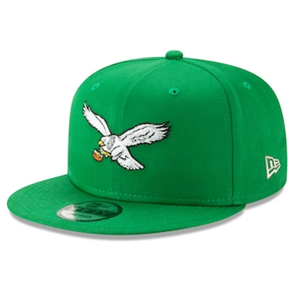 Men's New Era Kelly Green Philadelphia Eagles Throwback 9FIFTY Adjustable Snapback Hat
