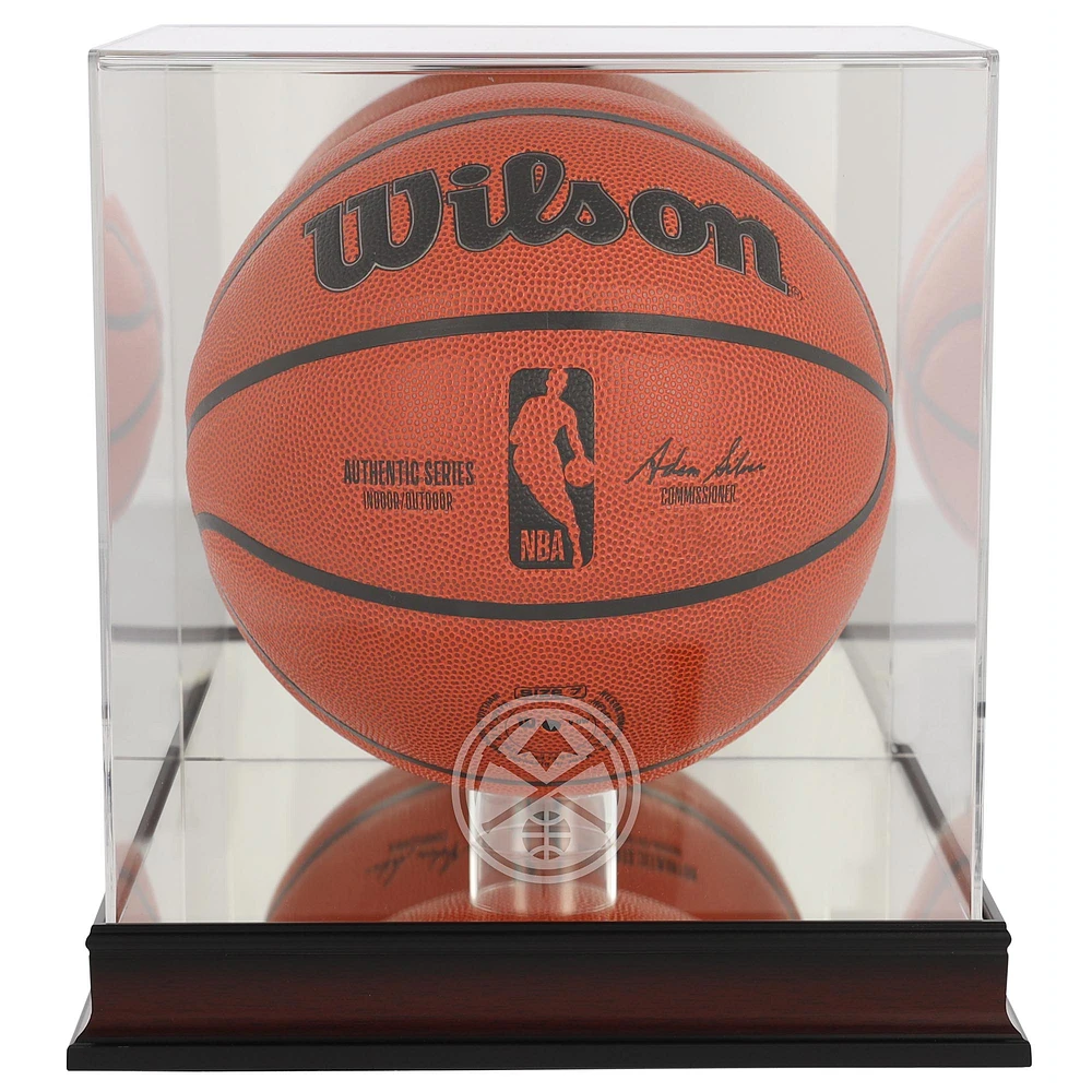 Denver Nuggets Mahogany Team Logo Basketball Display Case with Mirrored Back