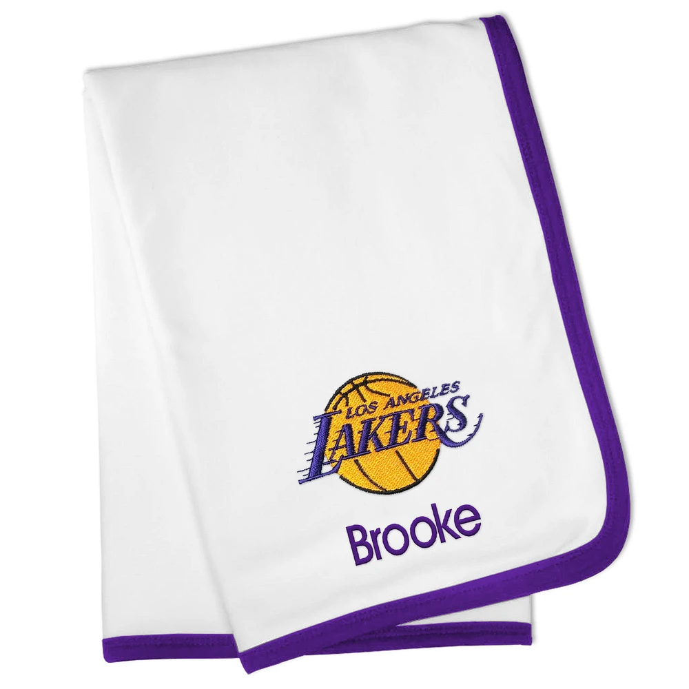White Los Angeles Lakers Personalized Baby Blanket