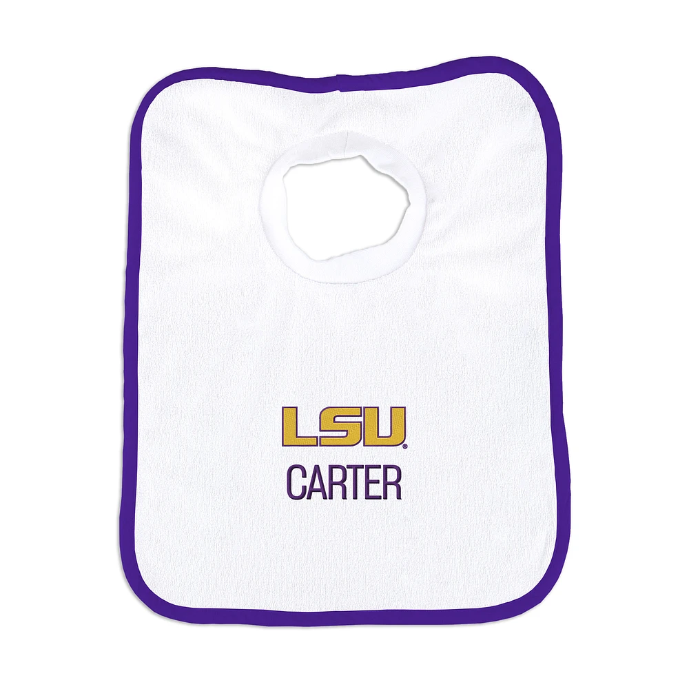 White Chad & Jake LSU Tigers Personalized Bib