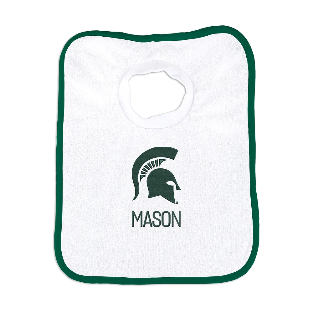 White Chad & Jake Michigan State Spartans Personalized Bib