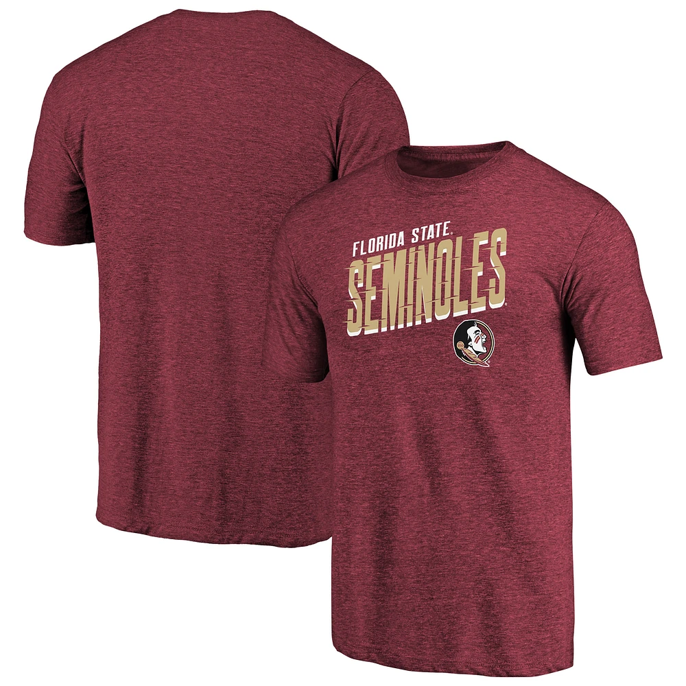 Men's Garnet Florida State Seminoles Slant Strike Tri-Blend T-Shirt