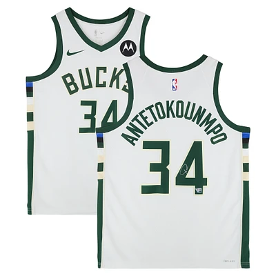 Giannis Antetokounmpo Milwaukee Bucks Autographed Nike White Association Swingman Jersey