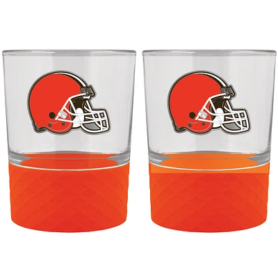 Cleveland Browns 2-Pack 14oz. Rocks Glass Set with Silcone Grip