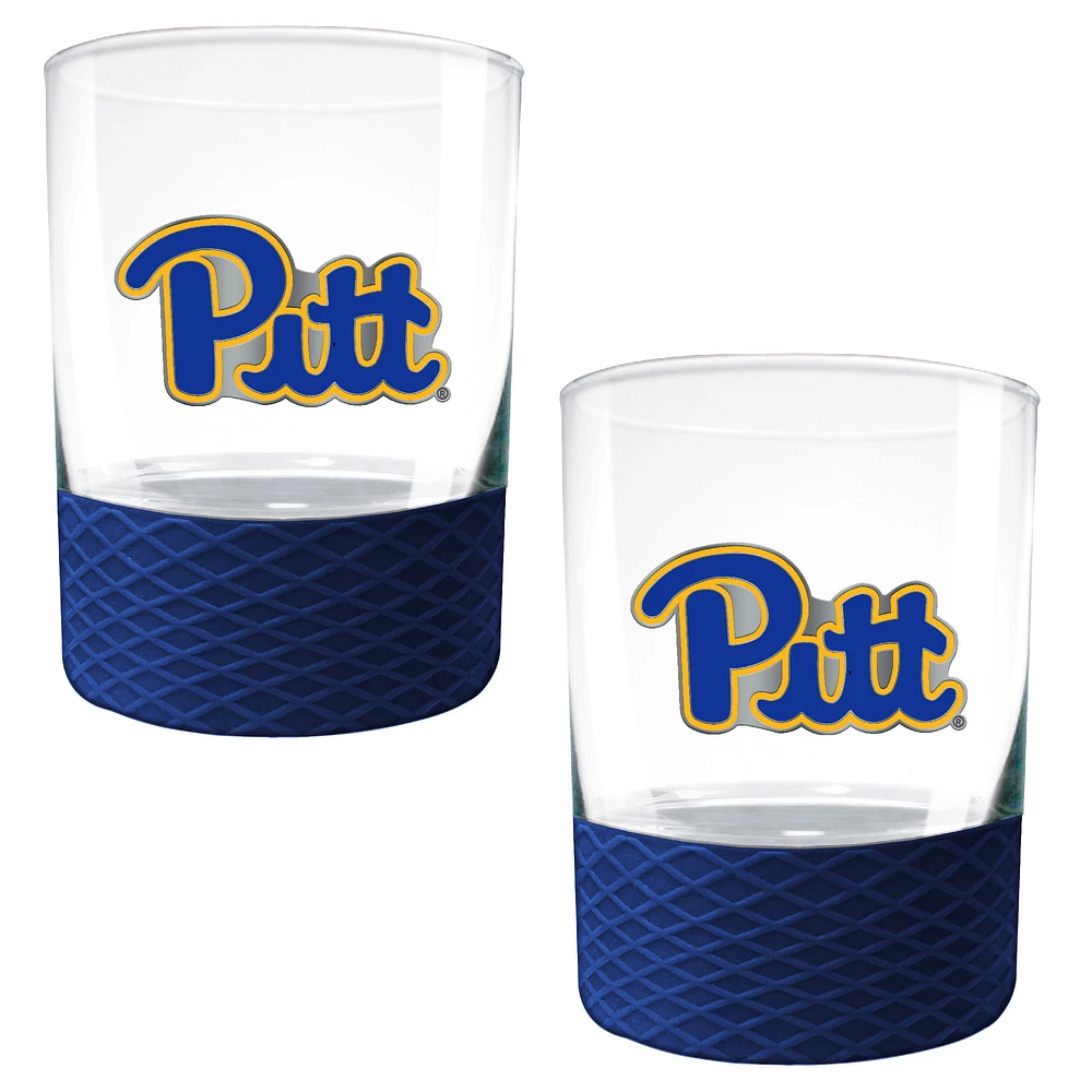 Pitt Panthers 2-Pack 14oz. Rocks Glass Set with Silcone Grip