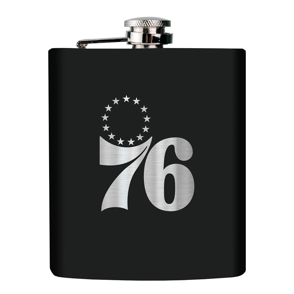 Black Philadelphia 76ers 6oz. Personalized Stealth Hip Flask