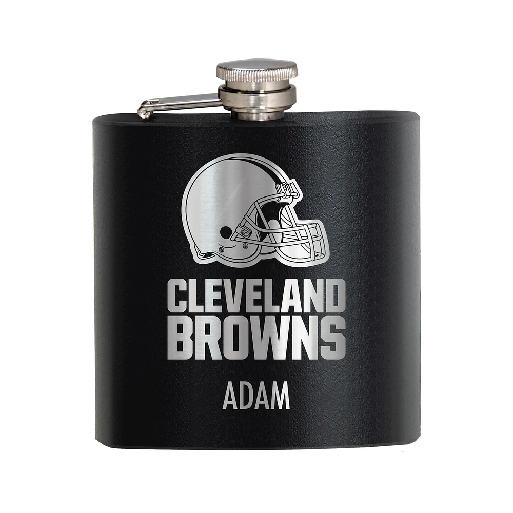 Black Cleveland Browns 6oz. Personalized Stealth Hip Flask