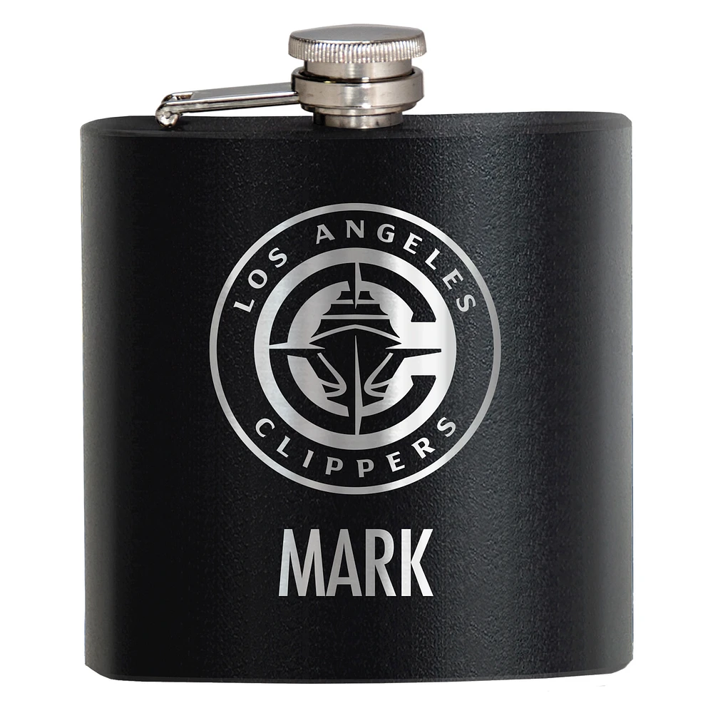 Black LA Clippers 6oz. Personalized Stealth Hip Flask