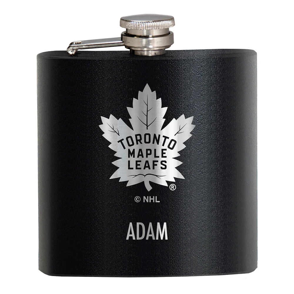 Black Toronto Maple Leafs 6oz. Personalized Stealth Hip Flask