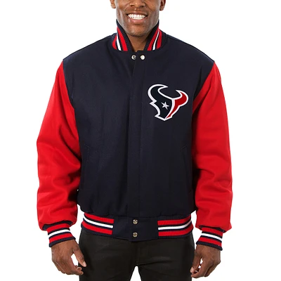 Men's JH Design Navy/Red Houston Texans Big & Tall Wool Full-Snap Jacket