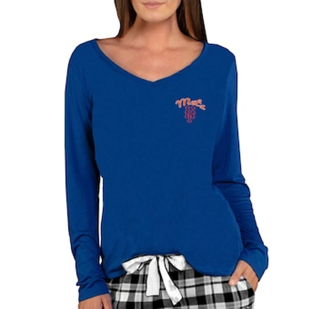 Women's Concepts Sport Royal New York Mets Marathon Long Sleeve V-Neck Top