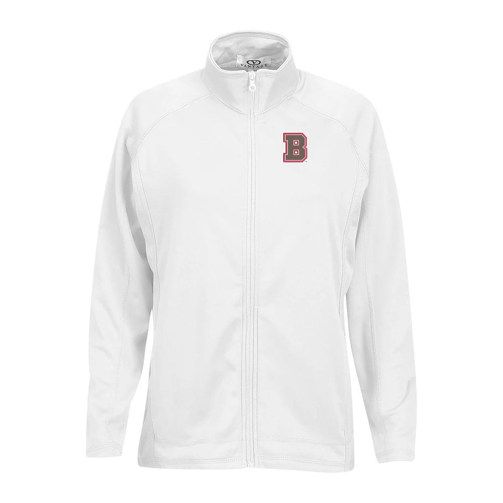 Women's White Brown Bears Brushed Back Micro-Fleece Full-Zip Jacket