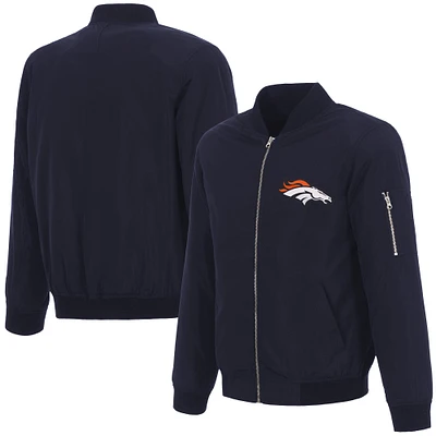 Men's NFL Pro Line by JH Design Navy Denver Broncos Full-Zip Bomber Lightweight Jacket