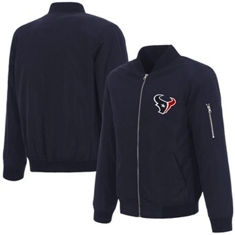 Men's NFL Pro Line by JH Design Navy Houston Texans Full-Zip Bomber Lightweight Jacket