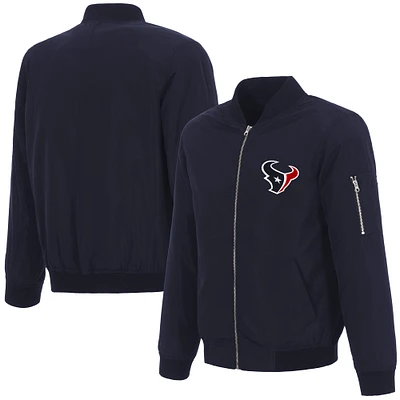 Men's NFL Pro Line by JH Design Navy Houston Texans Full-Zip Bomber Lightweight Jacket