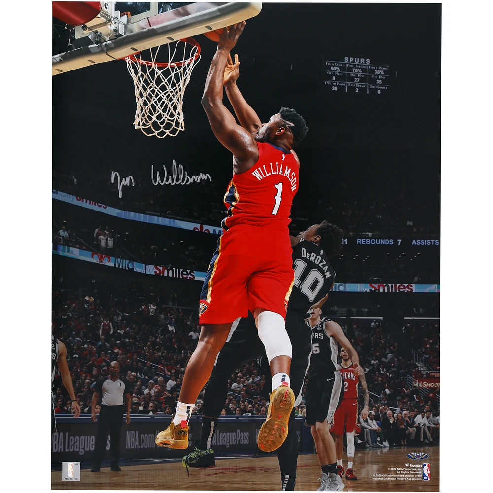 Zion Williamson New Orleans Pelicans Autographed 16" x 20" January 22 2020 Debut Photograph
