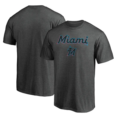 Men's Fanatics Charcoal Miami Marlins Big & Tall Team Logo Lockup T-Shirt
