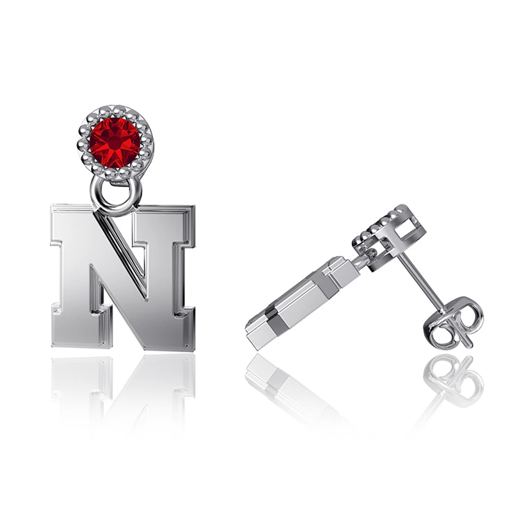 Dayna Designs Nebraska Huskers Silver Halo Earrings
