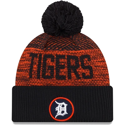 Men's New Era Navy Detroit Tigers Authentic Collection Sport Cuffed Knit Hat with Pom