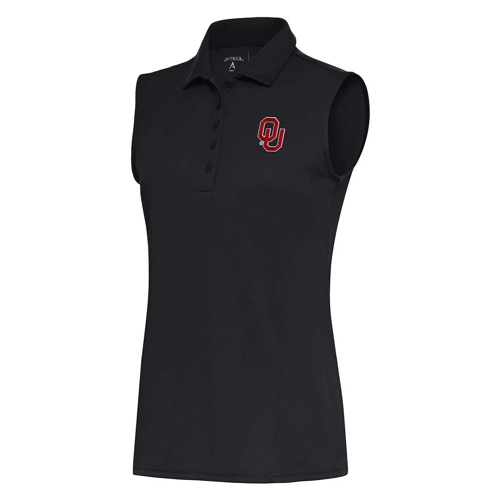 Women's Antigua Charcoal Oklahoma Sooners Tribute Sleeveless Polo