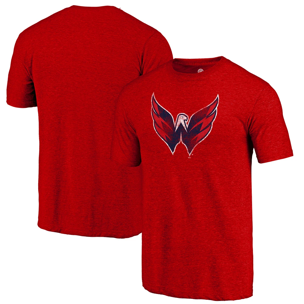 Men's Red Washington Capitals Distressed Tri-Blend T-Shirt