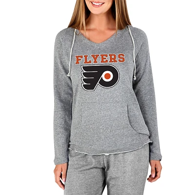 Women's Concepts Sport Gray Philadelphia Flyers Mainstream Terry Tri-Blend Long Sleeve Hooded Top