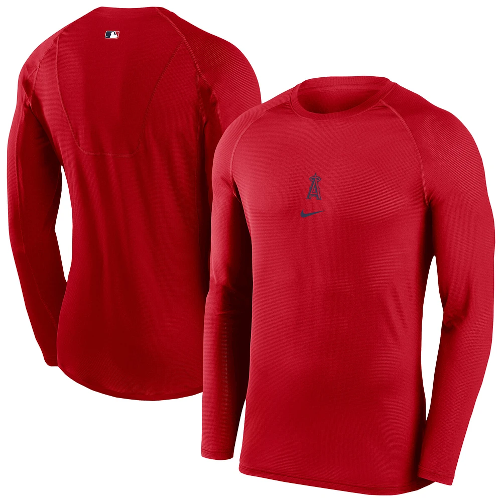 Men's Nike Red Los Angeles Angels Authentic Collection Raglan Long Sleeve T-Shirt
