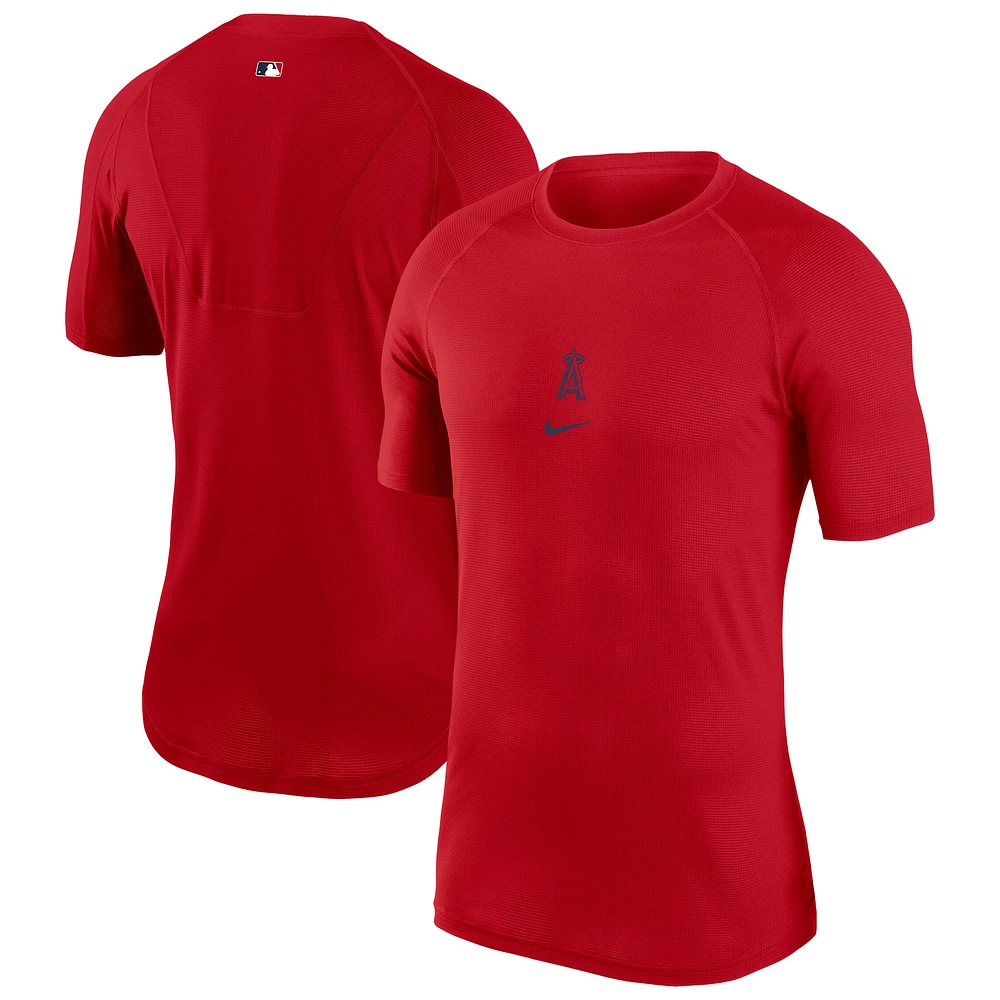 Men's Nike Red Los Angeles Angels Authentic Collection Performance Raglan T-Shirt