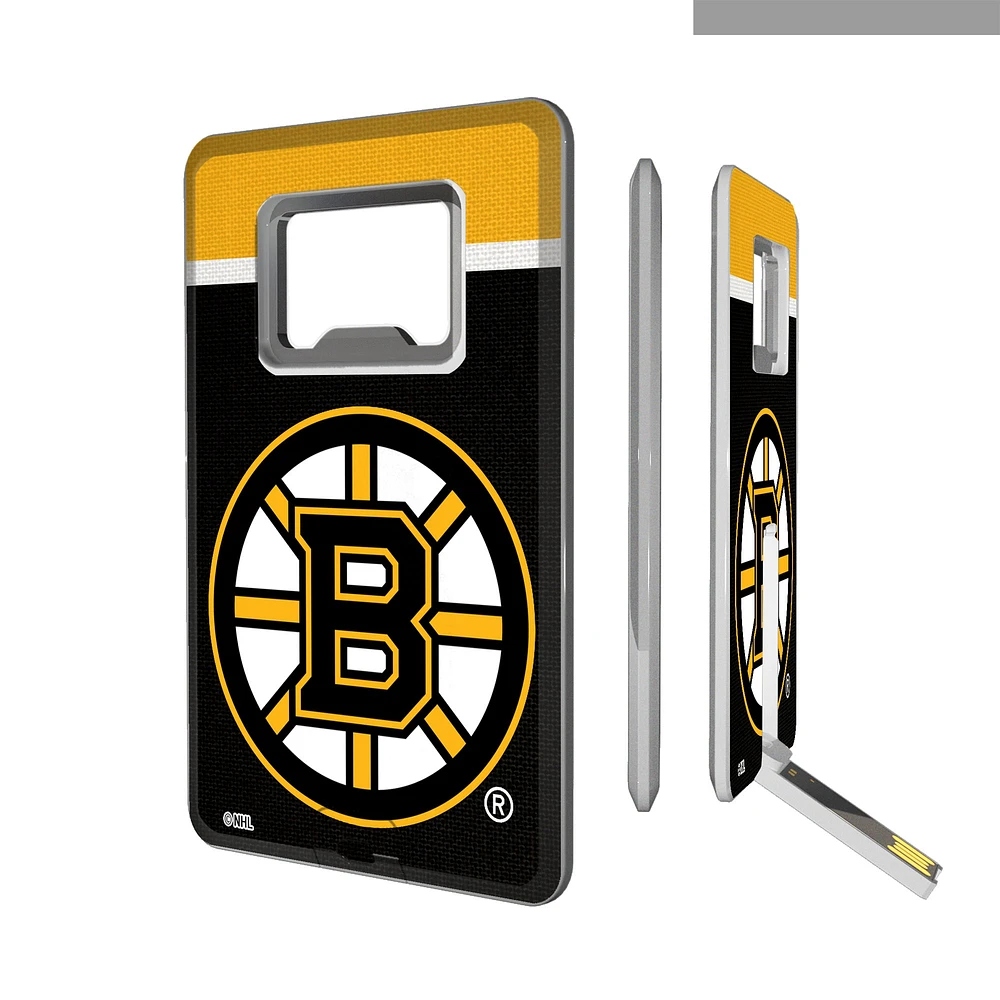 Boston Bruins Stripe Credit Card USB Drive with Bottle Opener