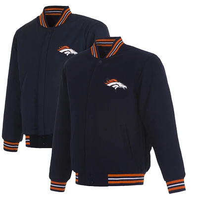 Men's JH Design Navy Denver Broncos Reversible Full-Snap Jacket