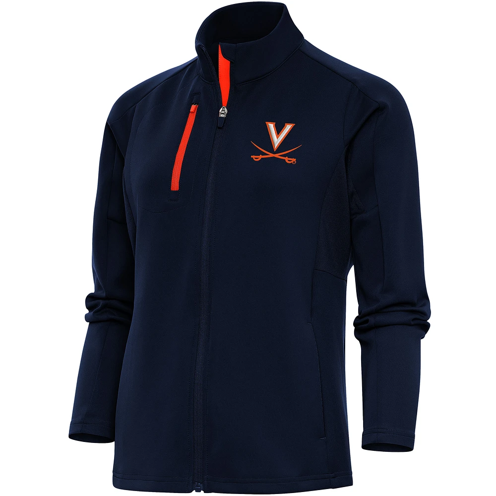 Women's Antigua Navy/Orange Virginia Cavaliers Generation Full-Zip Jacket