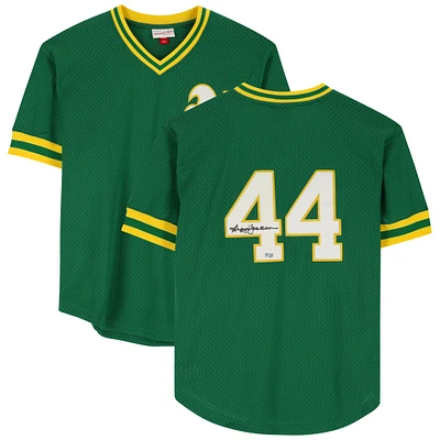 Reggie Jackson Athletics Autographed Green Mitchell & Ness Replica Batting Practice Jersey