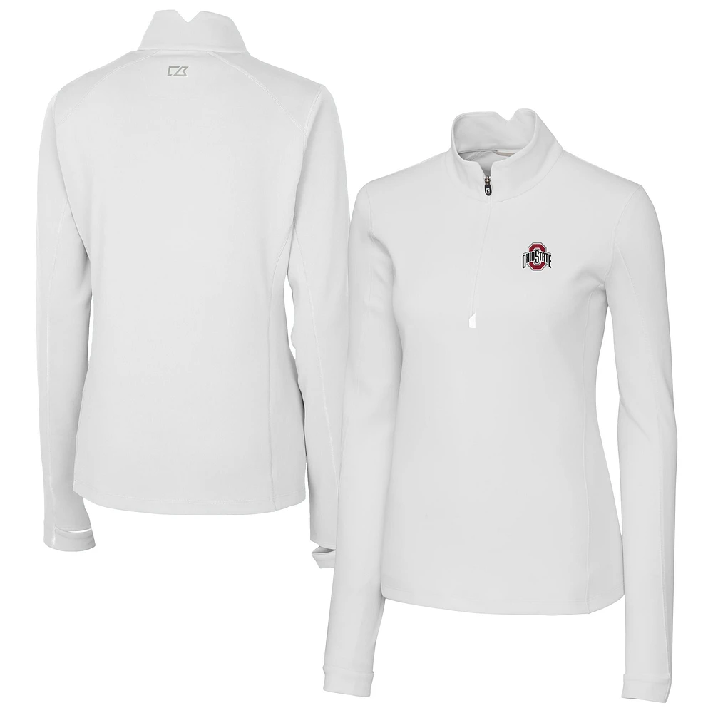 Women's Cutter & Buck White Ohio State Buckeyes Traverse Half-Zip Pullover Jacket