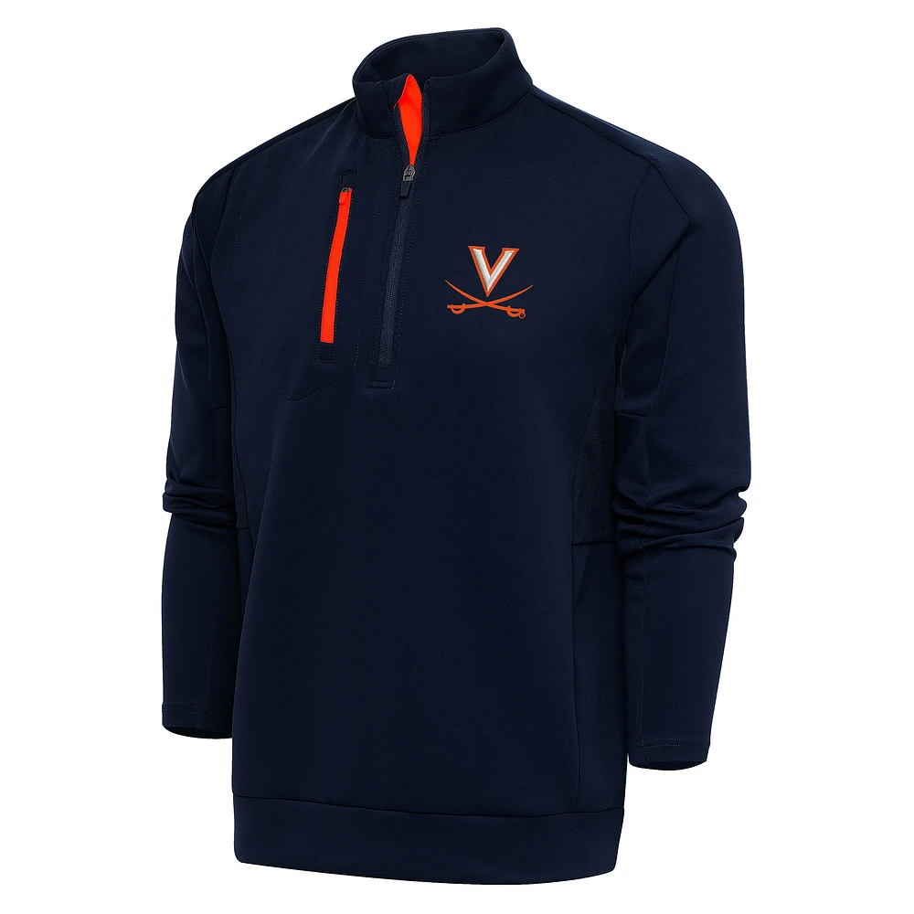 Men's Antigua Navy/Orange Virginia Cavaliers Generation Half-Zip Pullover Jacket