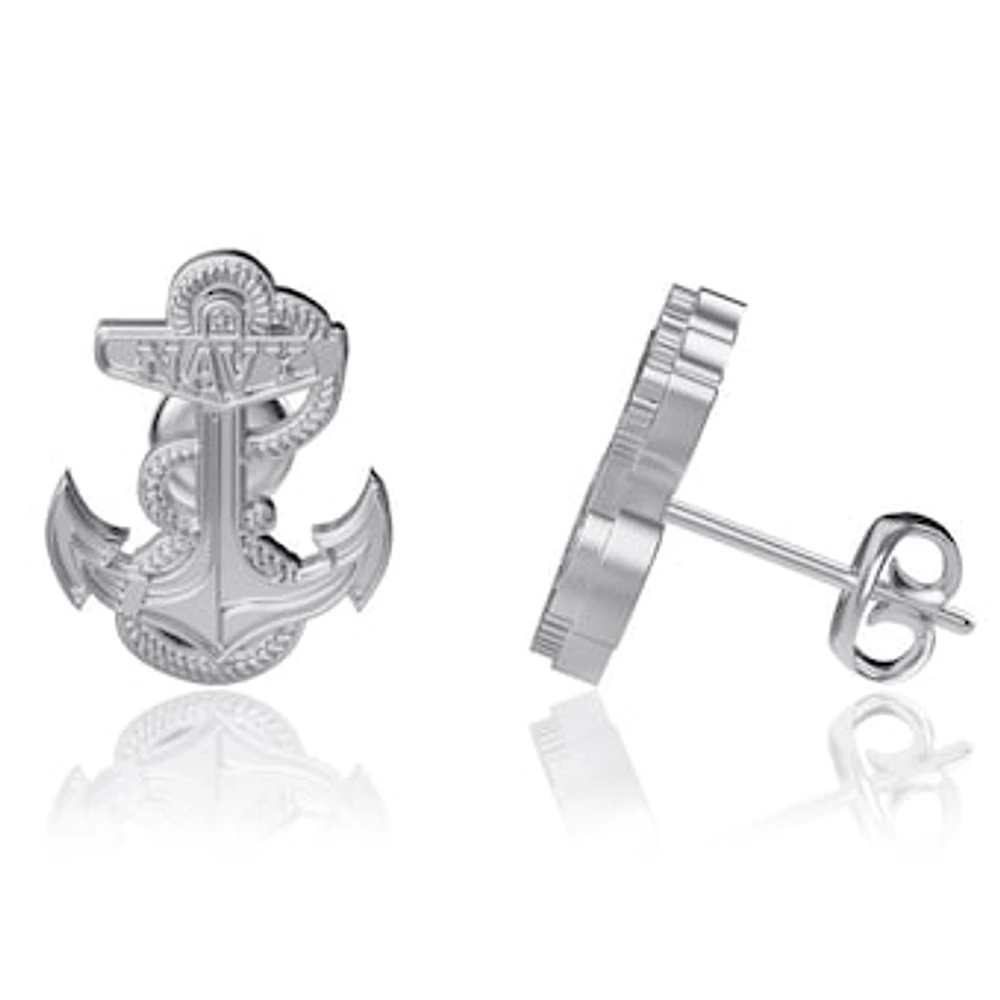 Dayna Designs Navy Midshipmen Silver Post Earrings