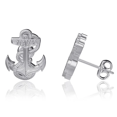 Dayna Designs Navy Midshipmen Silver Post Earrings
