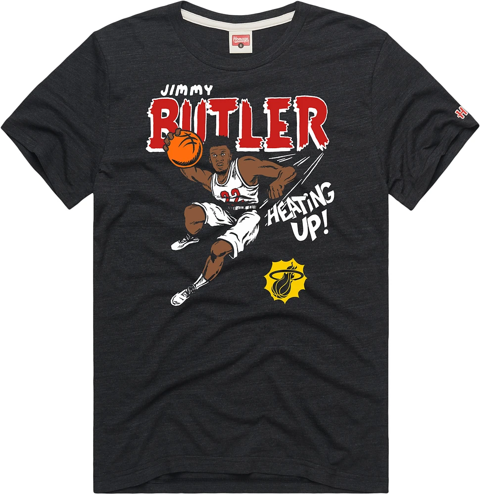Men's Homage Jimmy Butler Red Miami Heat Comic Book Player Tri-Blend T-Shirt